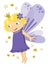 Little Purple Fairy Princess With Blonde Hair Cartoon