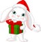 Little rabbit with Christmas gift