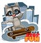 Little Raccoon on skateboard. Cartoon style. Childrens urban sports non stop. Cute baby skater rides on board on asphalt