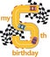 Little racer birthday t-shirt design with raceway and cars