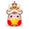 Little rat with Lion Dance Head holding Chinese gold, Happy Chinese new year 2020 year of the rat zodiac, Cartoon vector