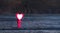 Little red clothespin heart. On a wooden background. Love