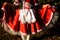 Little red riding hood costume, girl autumn nature, dance outfit