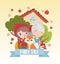 Little red riding hood granny and wolf fairy tale cartoon