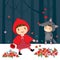 Little red riding hood and gray wolf