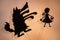 Little Red Riding Hood and the Wolf shadow puppets