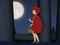 Little red riding hood in the wood in the moonlight