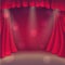 Little red theater. Theater curtain with spotlights. Open theater curtain. Red silk side scenes on stage