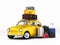 Little retro car with suitcases and bags, travel concept 3d