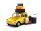 Little retro car with suitcases and bags, travel concept.3d illustration