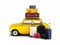 Little retro car with suitcases and bags, travel concept.3d render