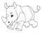 Little Rhinoceros Cartoon Animal Illustration BW