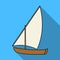 Little river sailing for fun.The boat which sails through the wind.Ship and water transport single icon in flat style