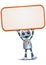 Little robot hold and lifting blank sign