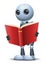 Little robot hold and reading red book