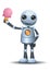 little robot holding melt ice cream