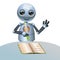 Little robot learning math on isolated white background