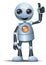 Little robot thumb up on isolated white background