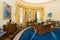 Little Rock, AR/USA - circa February 2016: Replica of White House\'s Oval Office in Bill Clinton Presidential Center and Libr