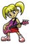 Little rocker girl playing electric bass