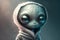 Little sad alien. Cute grey alien. Moody, fantasy, aliens invasion