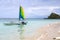 Little sail boats on a Caribbean beach