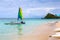 Little sail boats on a caribbean beach