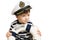 Little sailor keeps lifebuoy