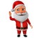 Little Santa claus character pushes the news on a white background. 3d rendering. Illustration for advertising