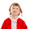 Little Santa. Portrait of a child in a suit. Christmas