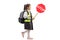 Little schoolgirl with a stop sign wearing a safety vest