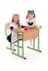 Little schoolgirls sitting at a desk