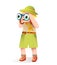 Little Scout Boy with Binocular and Safari Clothes