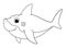 Little Shark Cartoon Animal Illustration BW