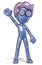Little silver man with glasses Cartoon style greets