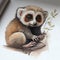Little slow loris drawing with bit of watercolour