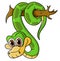 The little snake is twisting its body on the branch