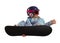 Little snowboarder girl isolated