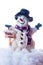 Little snowman figurine welcomes winter in the spotlight