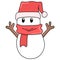 Little snowman welcoming christmas. doodle icon image