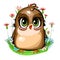 Little sparrow. Funny chick. Cute and funny baby bird. The isolated object on a white background. Illustration. Cartoon