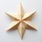 Little Star: Surrealistic Origami Wooden Star On White Background