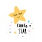 Little star text star shape print design isolated on white vector poster invitation banner baby shiower
