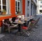 a little street cafe on Lindau island in Germany at Eastertime