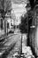 Little street in winter in Montmartre, Paris, France