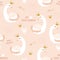 Little swan princess vector illustration seamless pattern