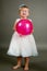 Little sweet crying girl with balloon