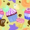 Little sweet delicious Buttercream cupcakes sprinkle and chocolate element set watercolor gouache doodle art hand drawn