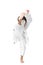 Little tae kwon do boy martial art on white background