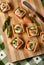 Little Tarts of Smoked Salmon, mayonnaise and asparagus